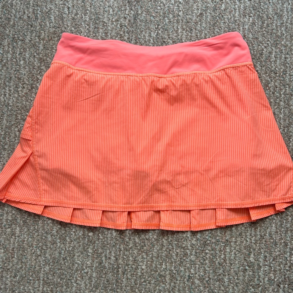 RARE Lululemon Run: Pace Setter Skirt Wagon Stripe Pop Orange/Bleached Coral